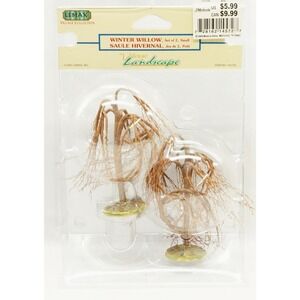 Vtg 2001 Lemax Village Landscape WINTER WILLOW Small Set of 2 Retired #14572A